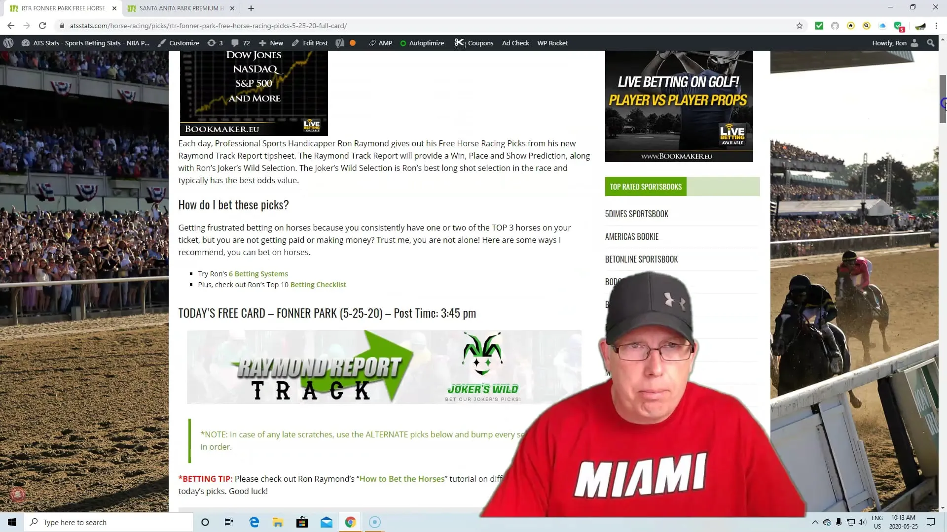 Santa Anita Park Free Horse Picks 5 25 20 Vimeo Thumbnail